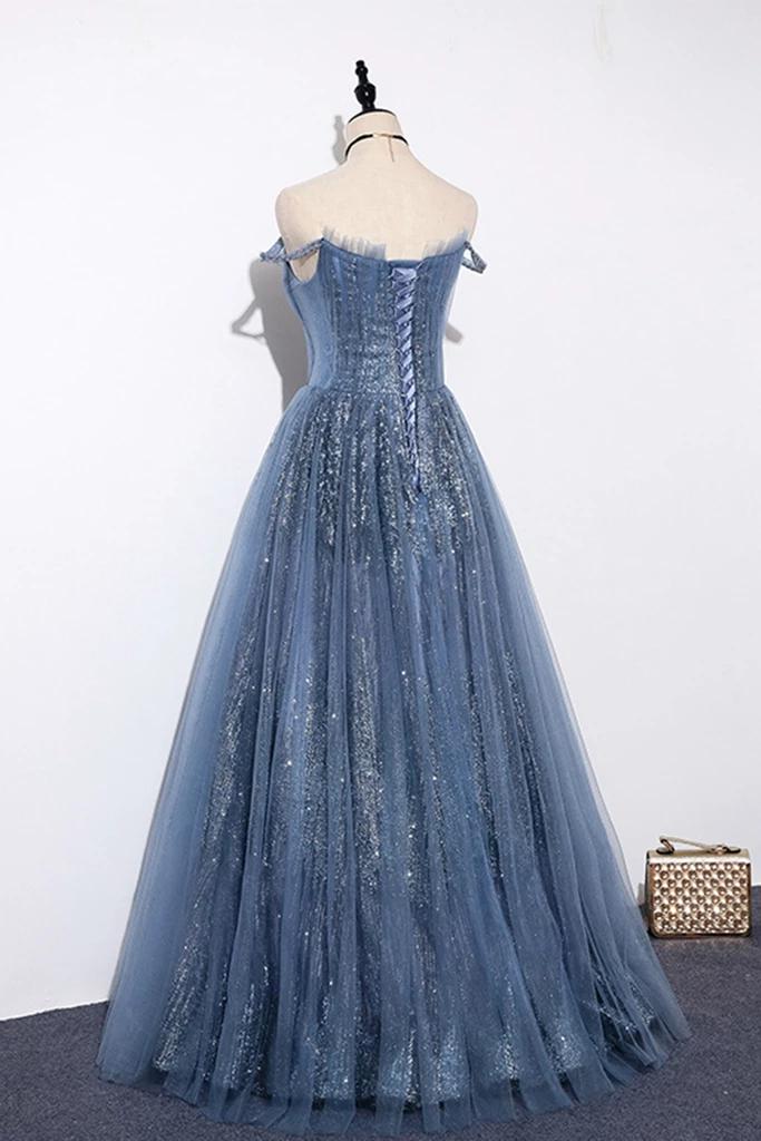 New Arrival Sequins Tulle Off-the-shoulder Floor Length Evening Dress ...