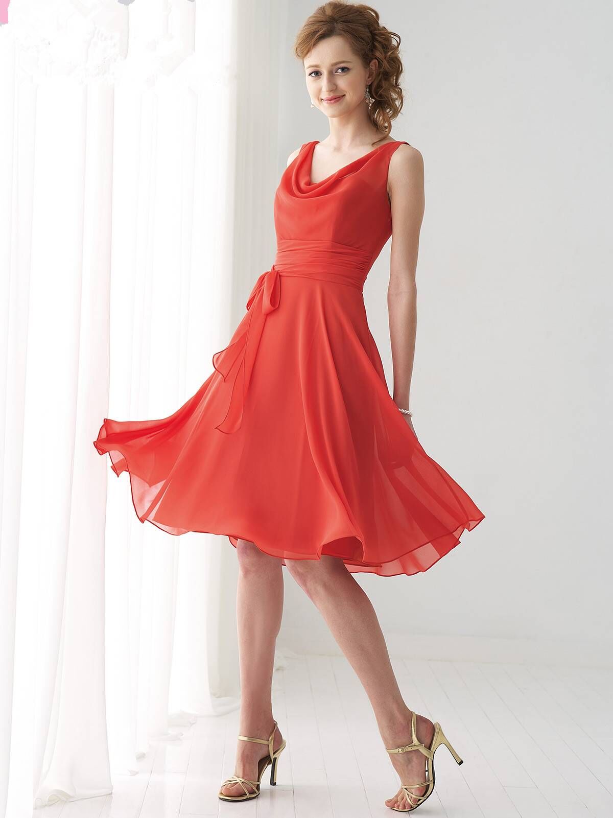 knee length chiffon bridesmaid dresses