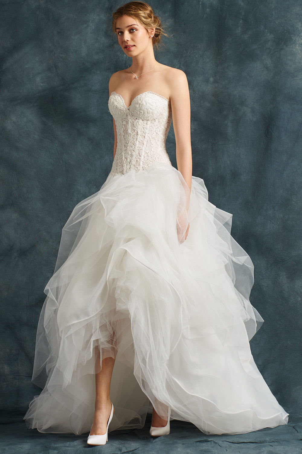 High Low Sweetheart Neckline Layers Wedding Dresses With A Wide Skirt Angrila 