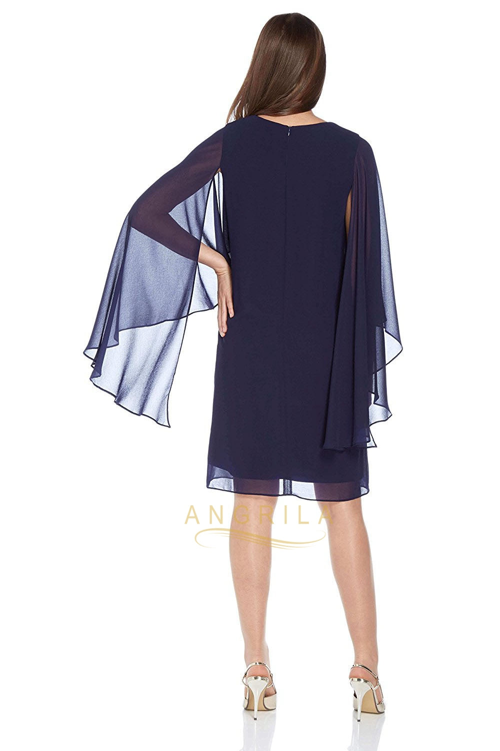 Chiffon 3/4 Sleeves Short Mother of Bride Dresses – Angrila