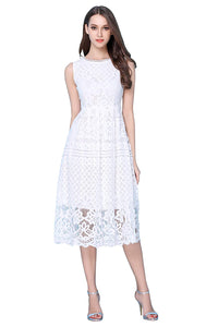 tea length white lace dress