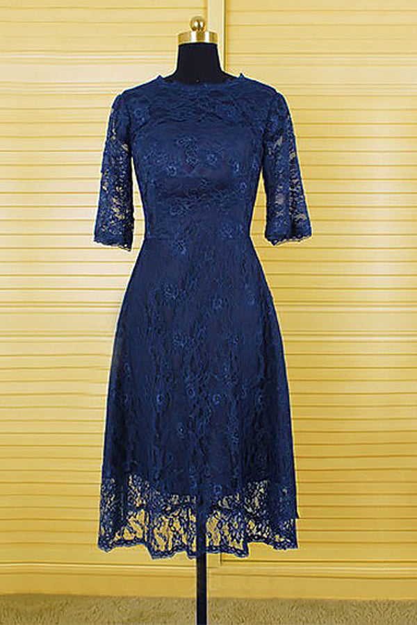A-Line/Princess Short Lace 3/4 Sleeves Mother of the Bride Dresses ...
