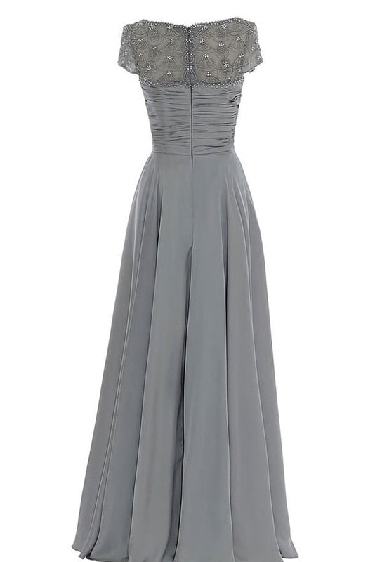 A-Line/Princess Chiffon Floor-Length Short Sleeves Mother of the Bride ...