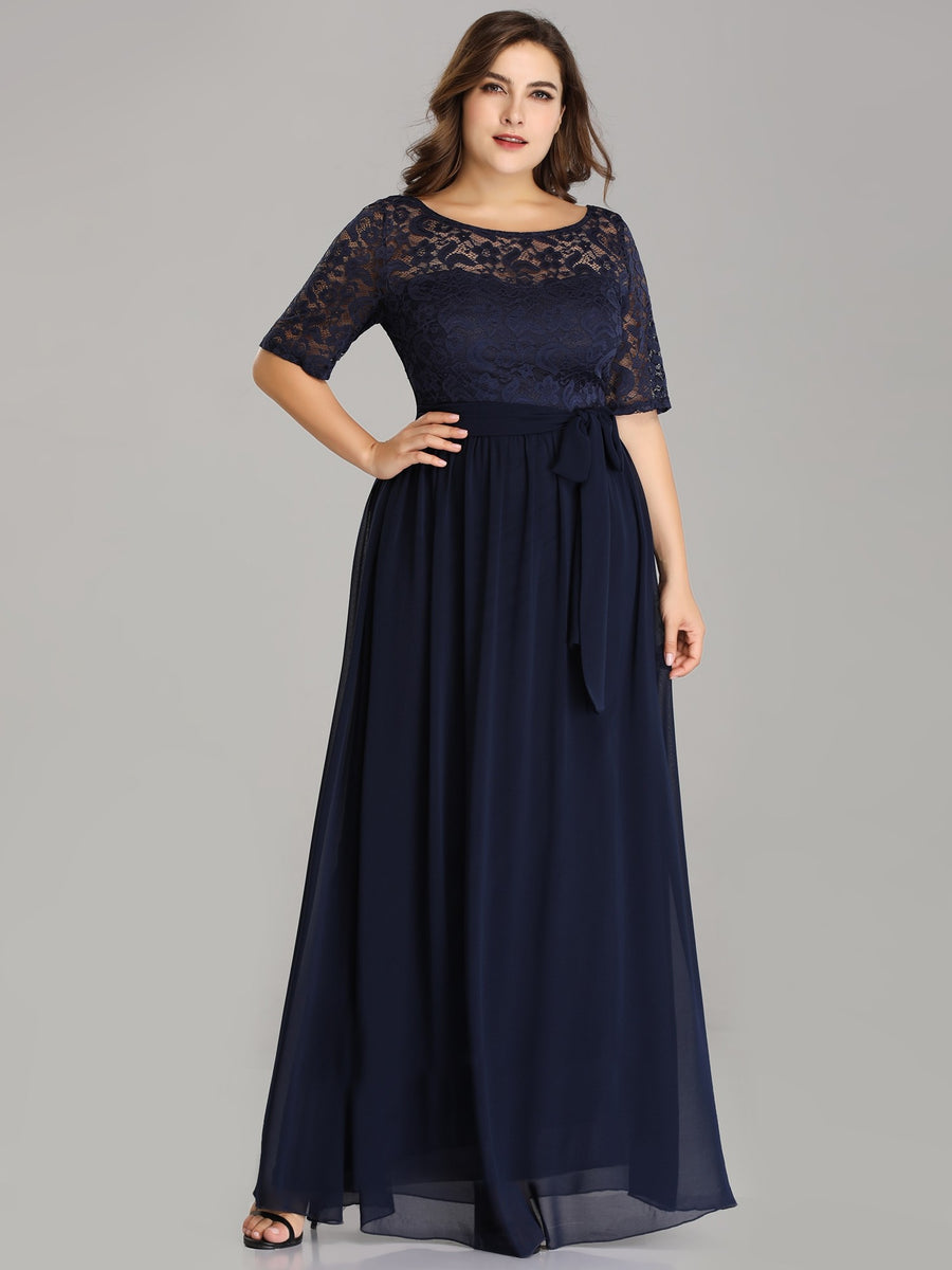 Tulle 1/2 Sleeves Plus Size Mother of the Bride Dresses – Angrila