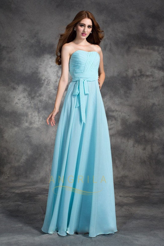 Long Straight Strapless Chiffon Bridesmaid Dresses – Angrila