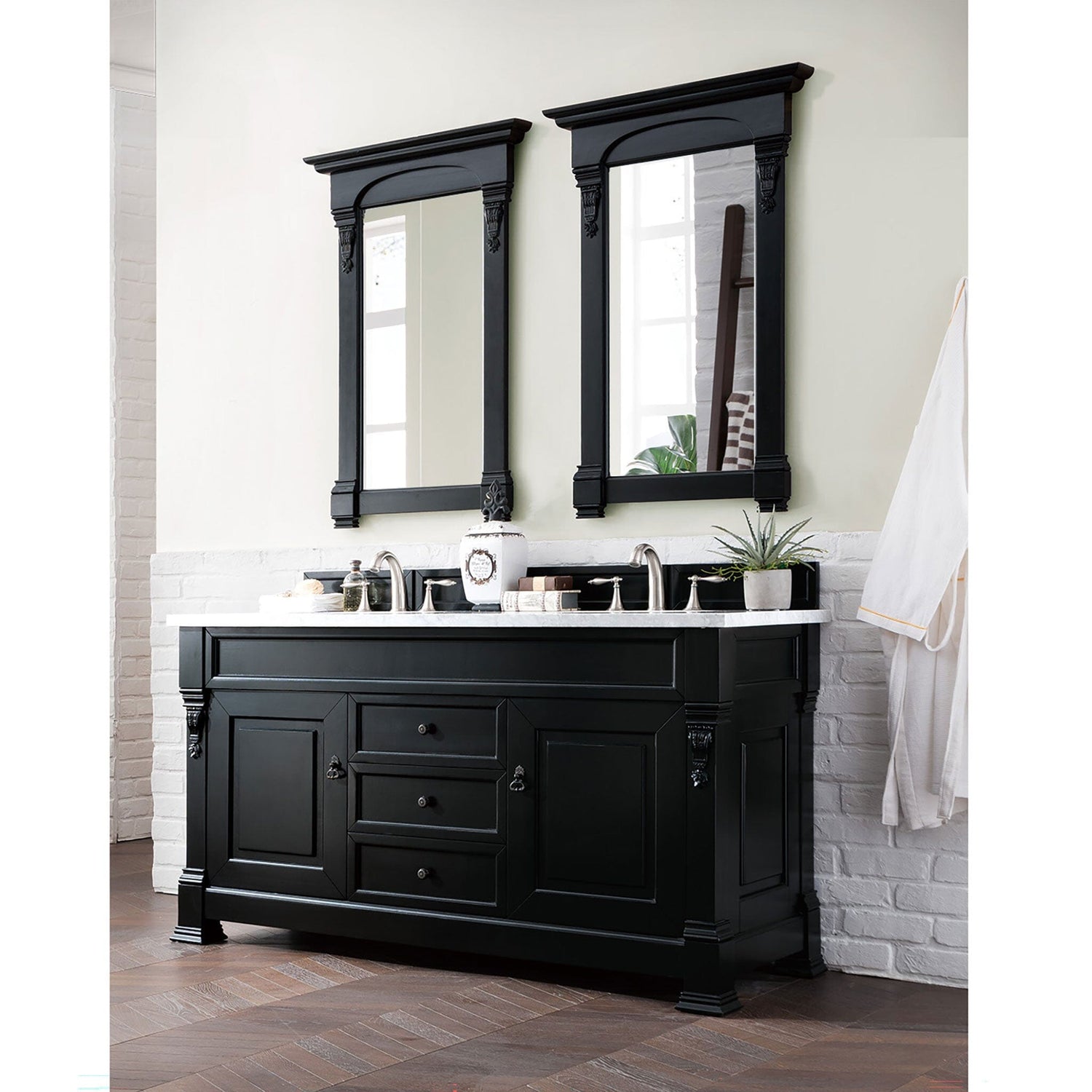 60" Brookfield Antique Black Double Vanity Bathroom Vanity