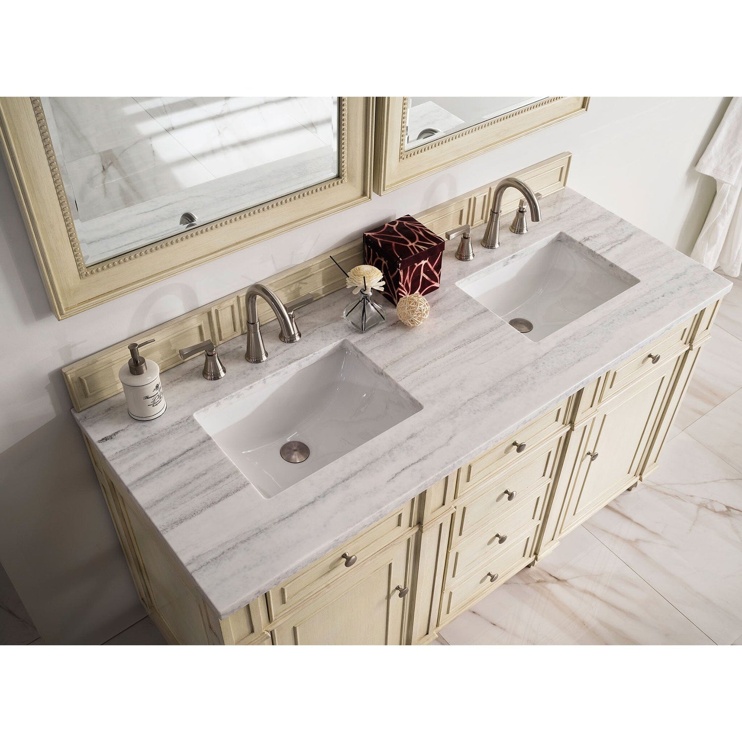 60" Bristol Vintage Vanilla Double Bathroom Vanity