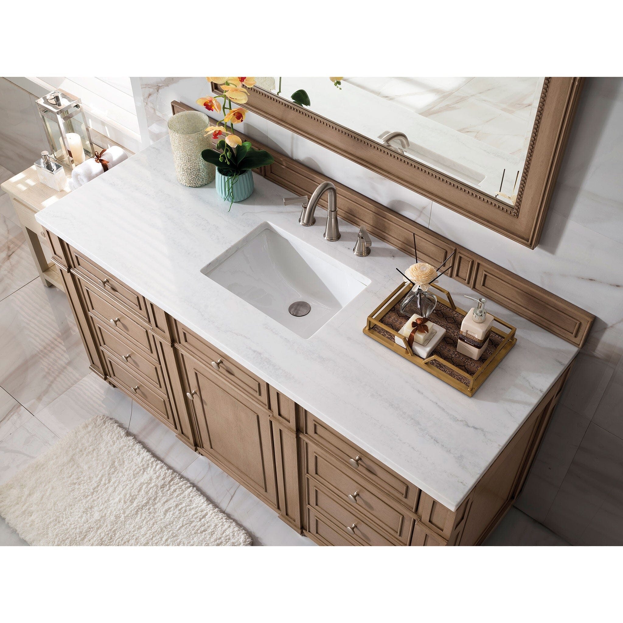 60 Bristol Whitewashed Walnut Single Bathroom Vanity