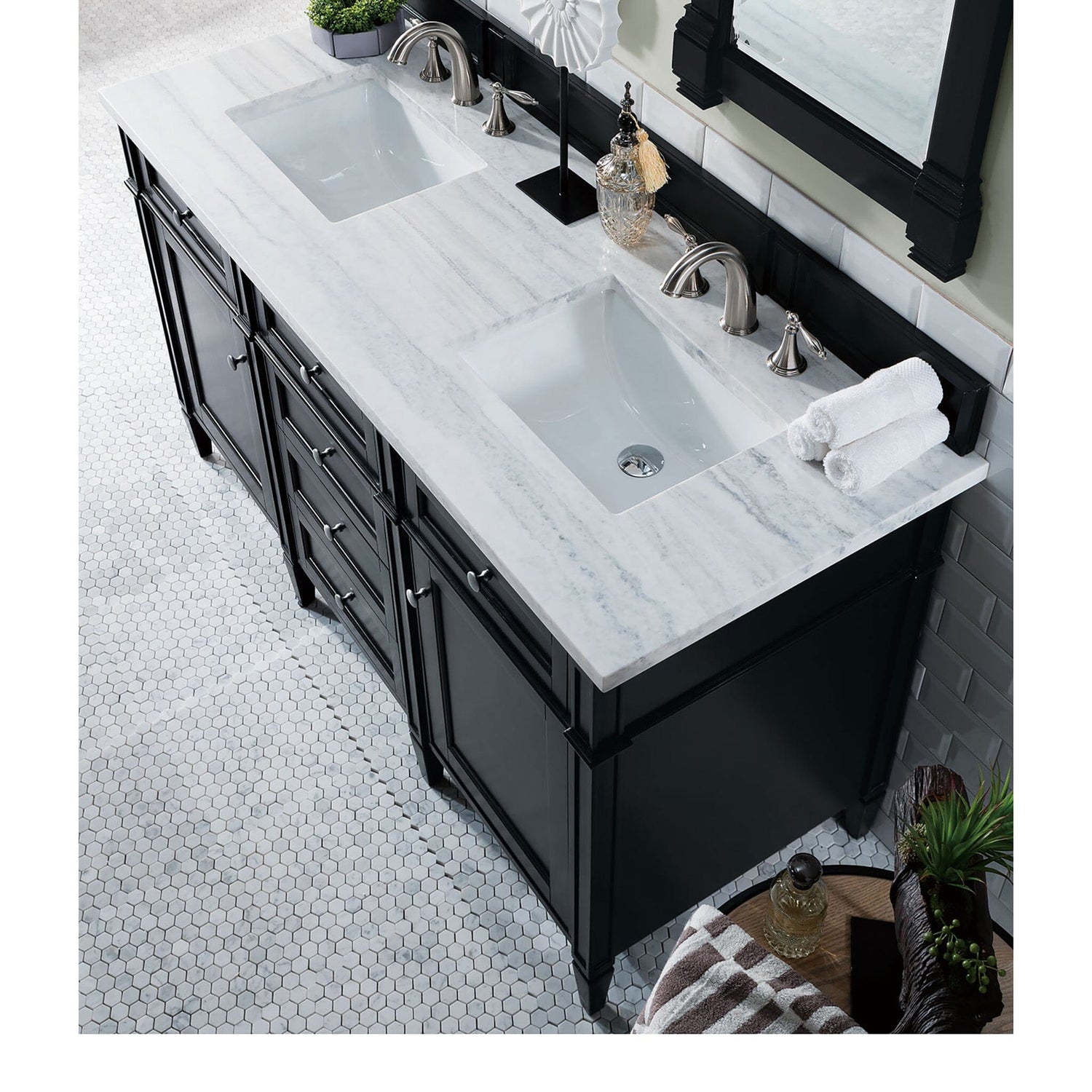 60" Brittany Double Bathroom Vanity Black Onyx