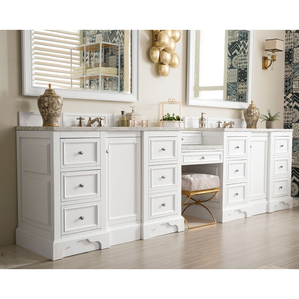 118" De Soto Bright White Double Sink Bathroom Vanity