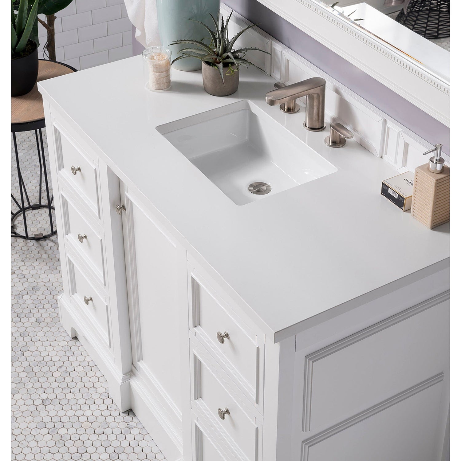 48" De Soto Bright White Single Sink Bathroom Vanity - vanitiesdepot.com