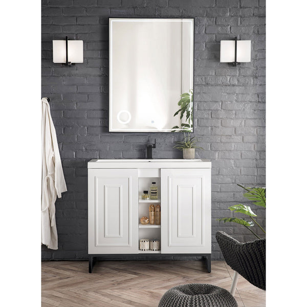 Alicante' 39.5 Single Vanity Cabinet, Grey Smoke, Radiant Gold