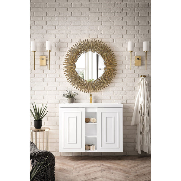 24 Alicante' Single Bathroom Vanity, Glossy White, Radiant Gold