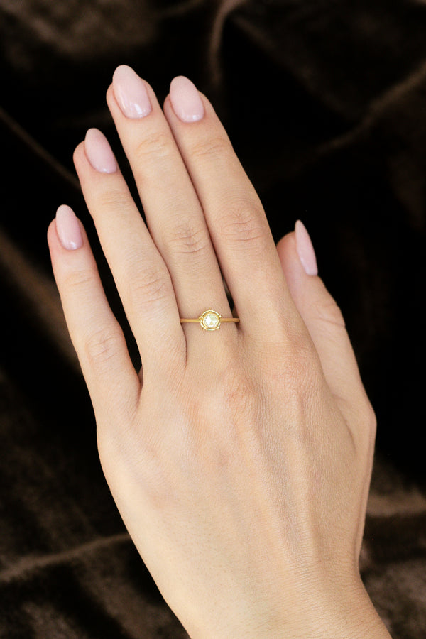 Rectangular Rose Cut Diamond Engagement Ring with Grey Baguette Diamon –  ARTEMER