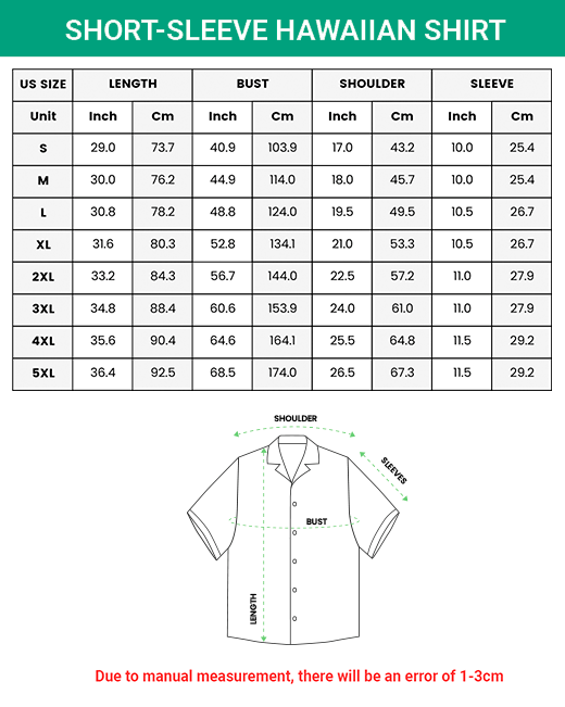 Hawaiian Shirt Size Chart