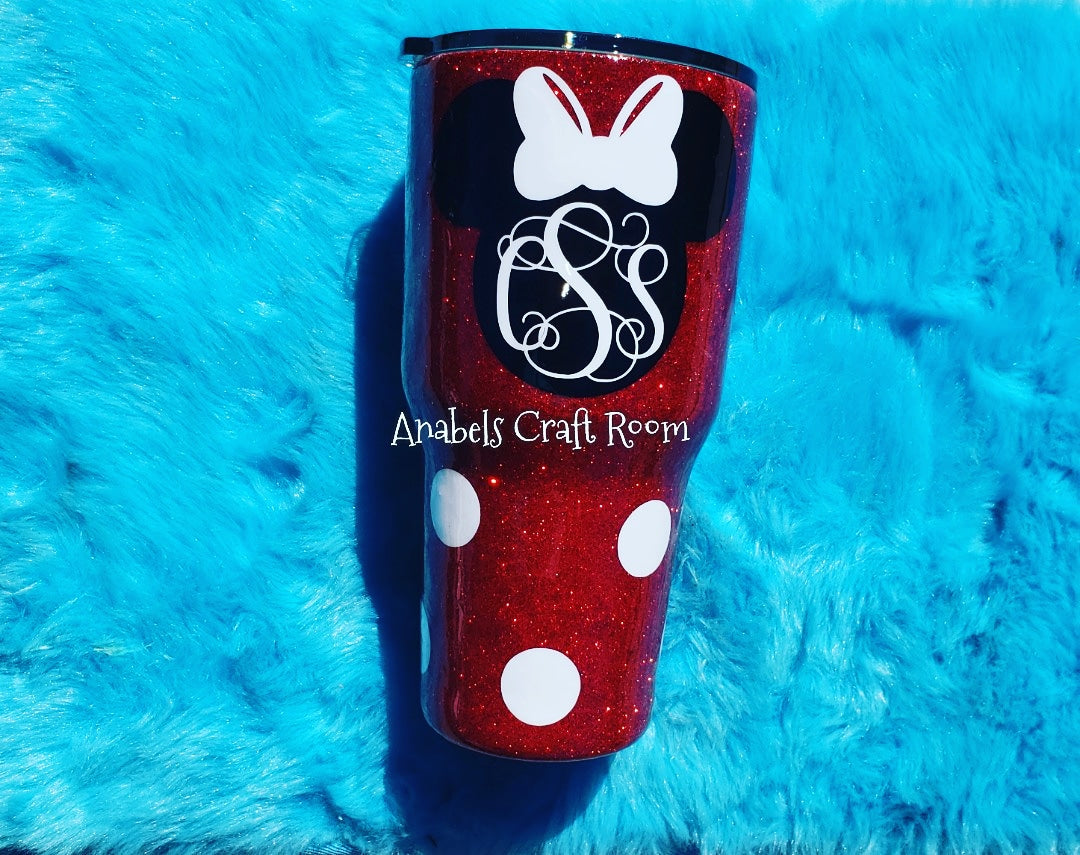 Minnie Mouse Cup, Minnie Mouse, Tumbler, Glitter Cup, Minnie