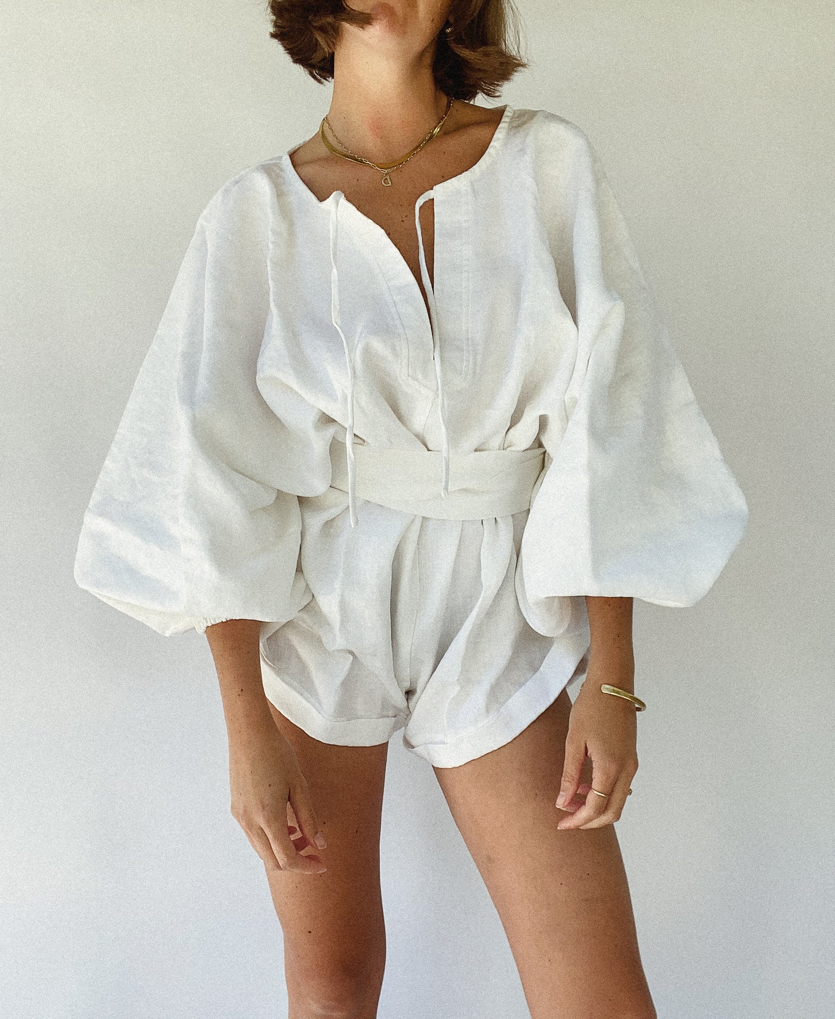 white silk romper