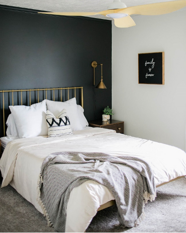 Black accent in a bedroom