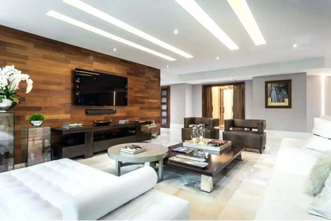 wooden accent walls