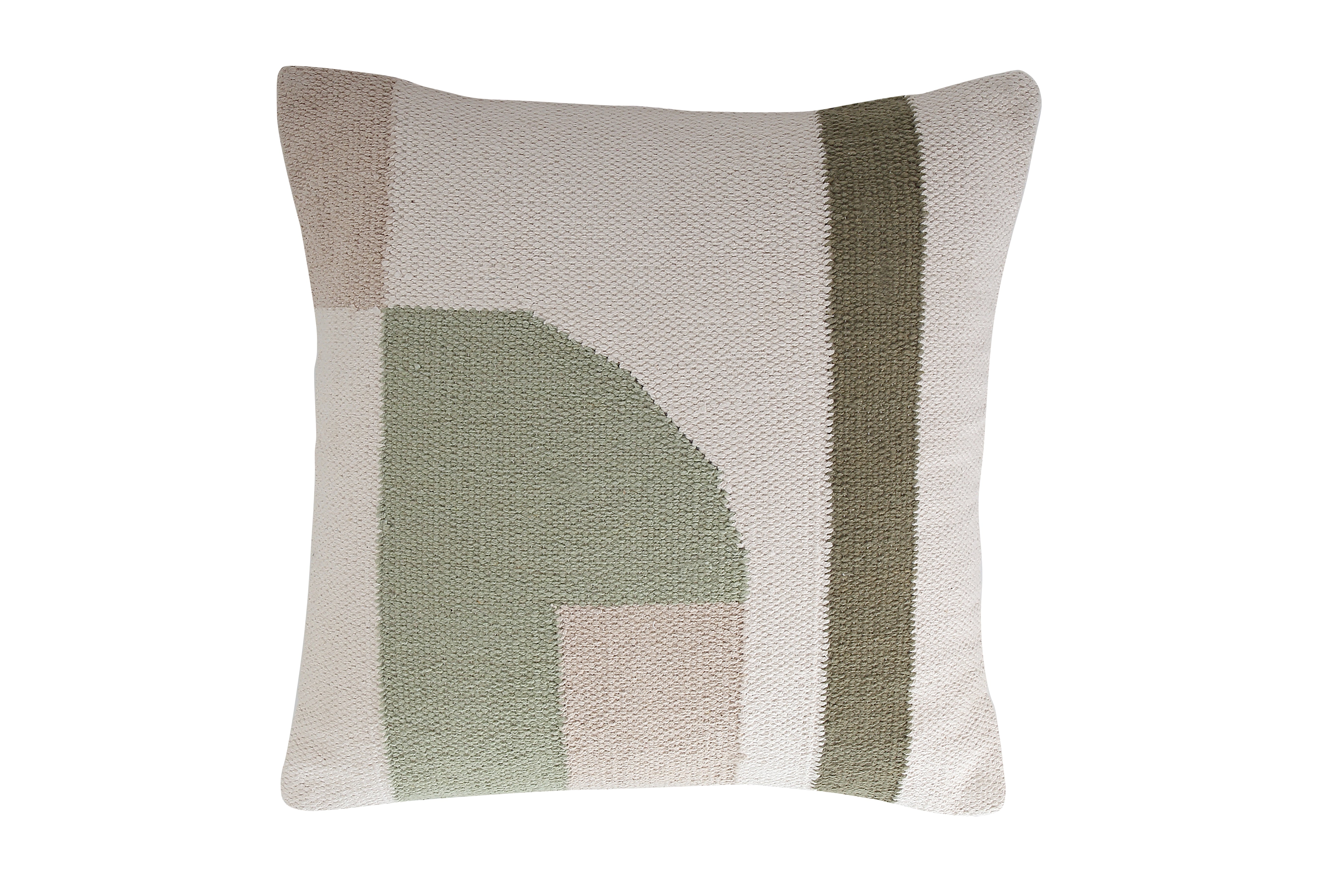 Geo Shapes Handcrafted Throw Pillow, Sage- 18x18 inch