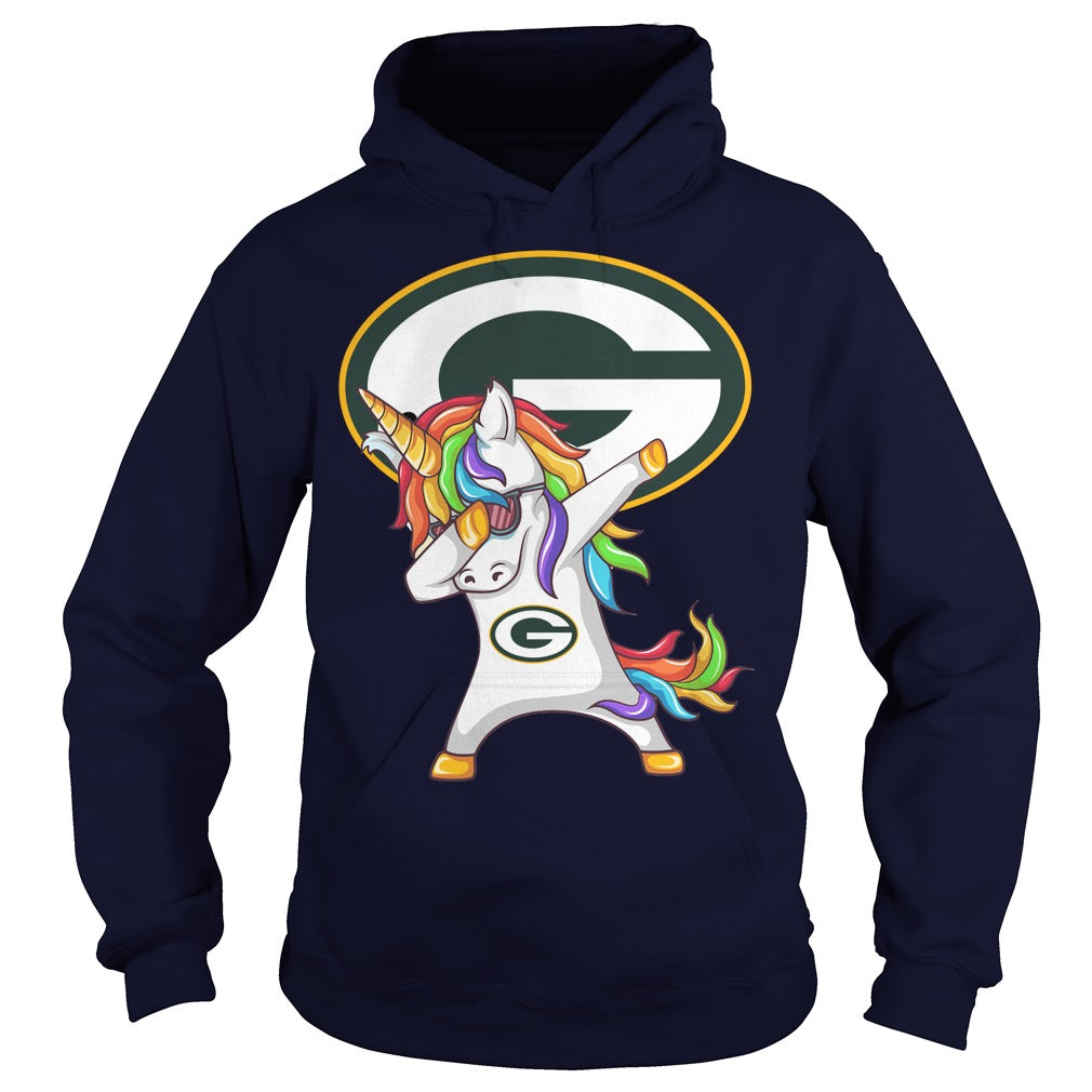 Dabbing Hip Hop Unicorn Dab With Green Bay Packers Football T-Shirt - T- shirts Low Price