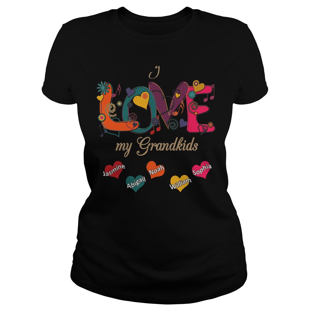 Women Abigail Sophia Love shirt My Grandkids Noah William Jasmine