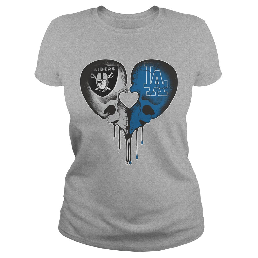 Raiders Dodgers Skull Love shirt Women – Alottee