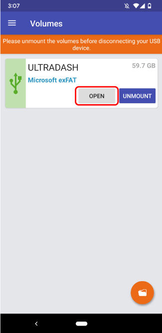 按下exfatntfs for usb by paragon software App頁面裡的Open