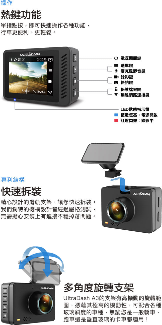 A3行車記錄器產品特色敘述