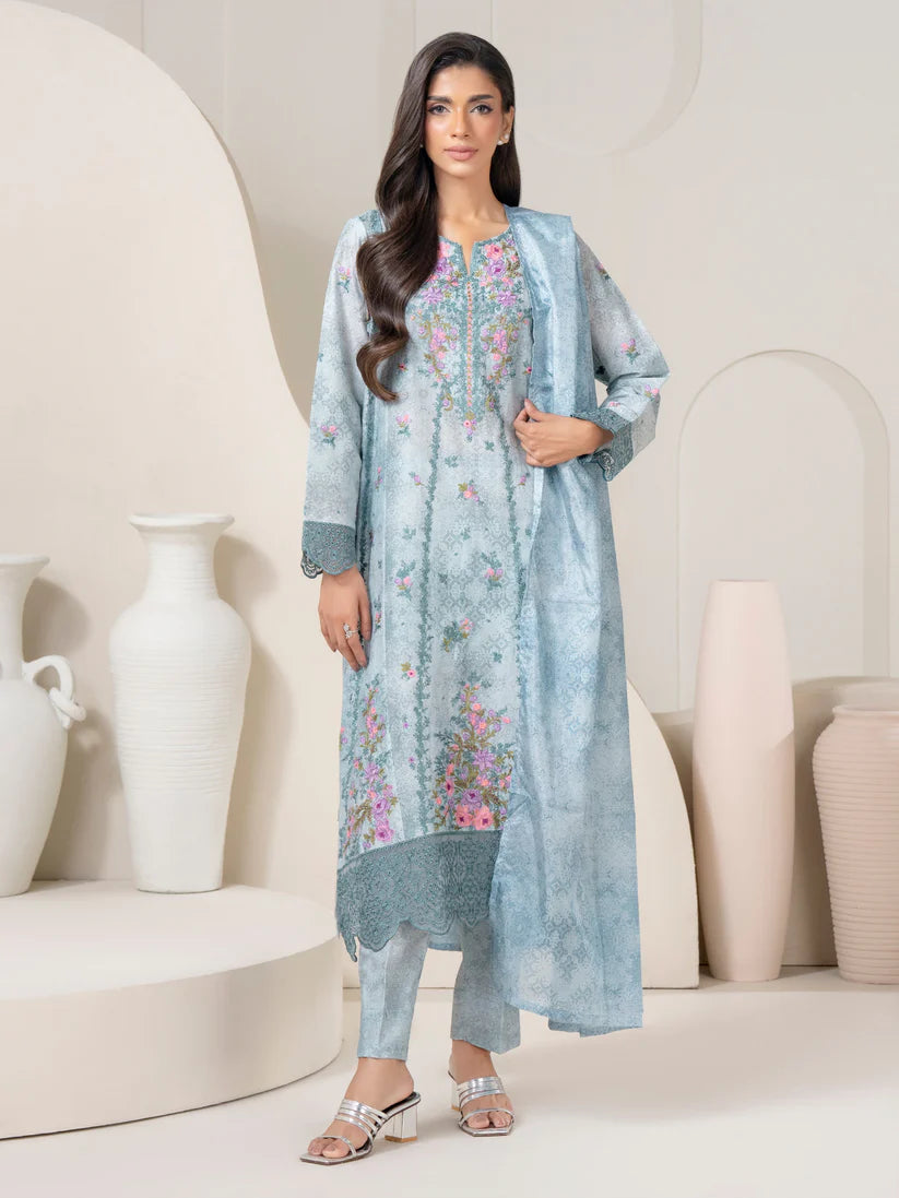3 Piece Lawn Suit | Grey Embroidered Dresse For Women - Limelight