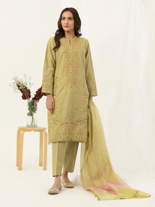 3 Piece Texture Lawn Suit-Embellished (Pret)