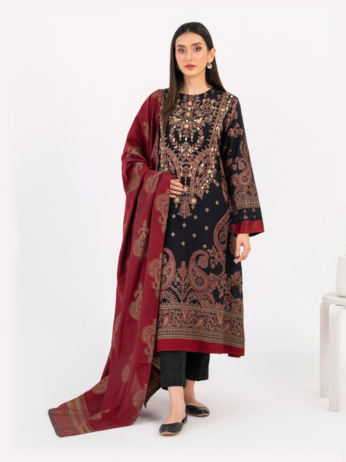 2 Piece Winter Jacquard Suit-Embellished(Pret)