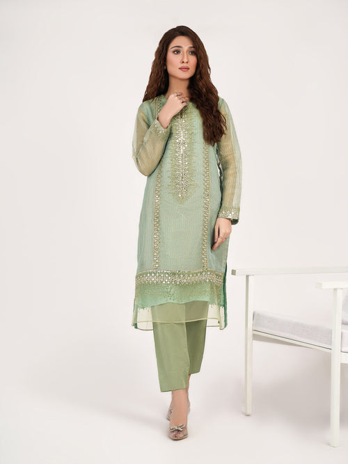 2 Piece Net Suit-Embroidered(Pret)