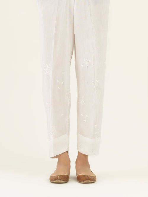 Embroidered Raw Silk Trouser(Pret)