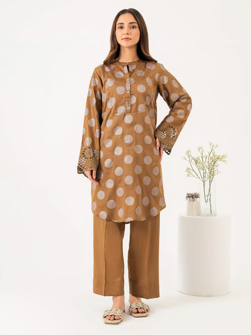 2 Piece Satin Suit-Embroidered (Pret)