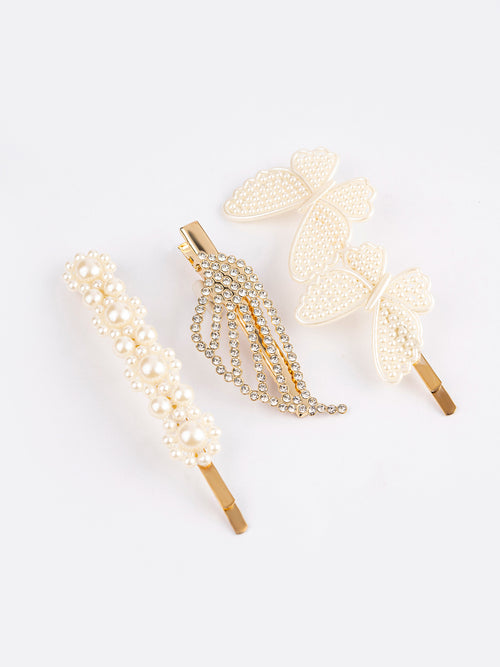 Pearl Embellished Hair Clip Set