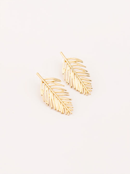 Golden Leaf Stud Earrings