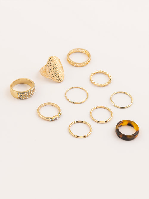 Textured Bold Ring Set