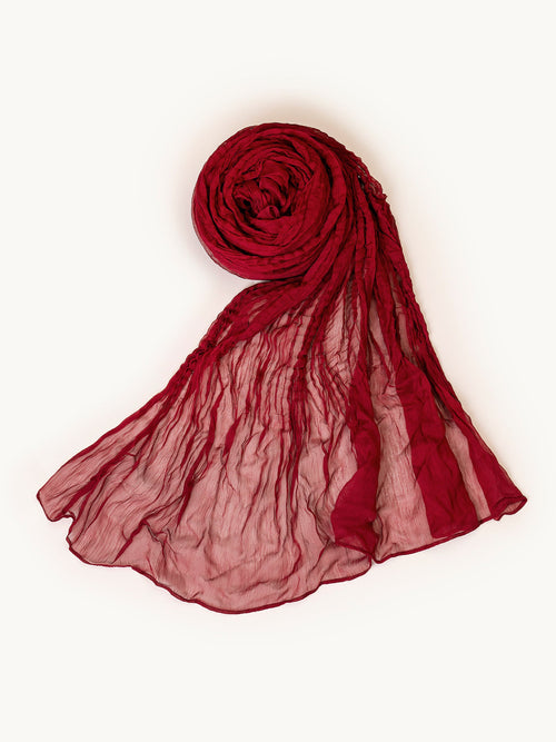 Crush Chiffon Dupatta - Dark Red