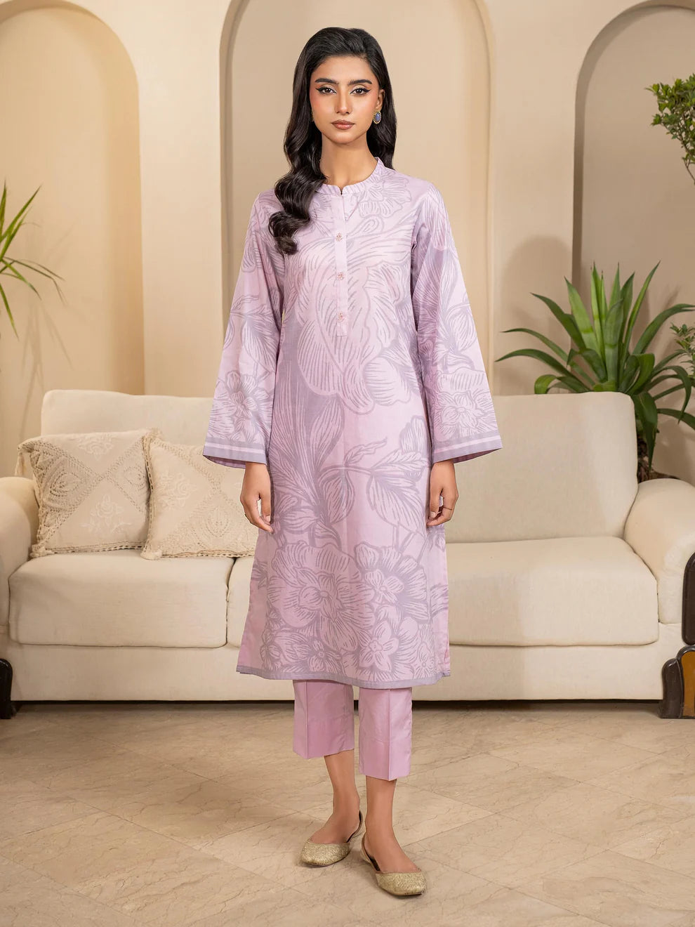Unstitched Printed Lawn Shirt by Limelight
