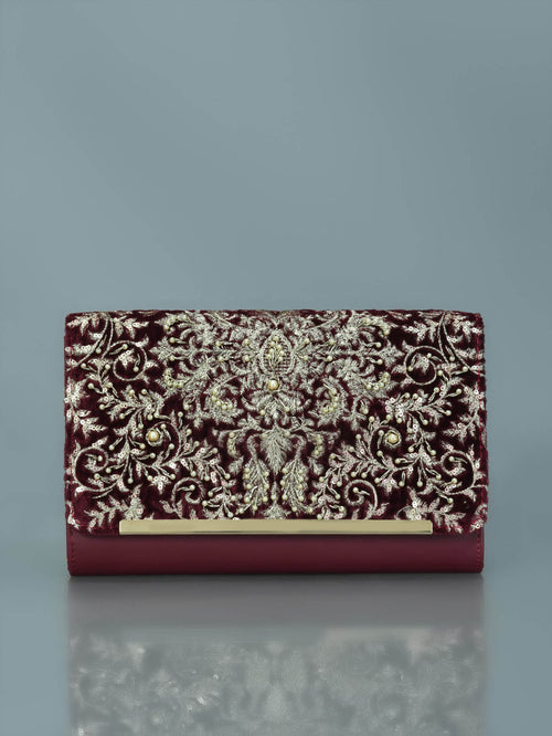 Embroidered Velvet Clutch