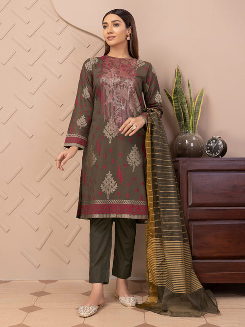 3 Piece Jacquard Suit-Embroidered (Unstitched)