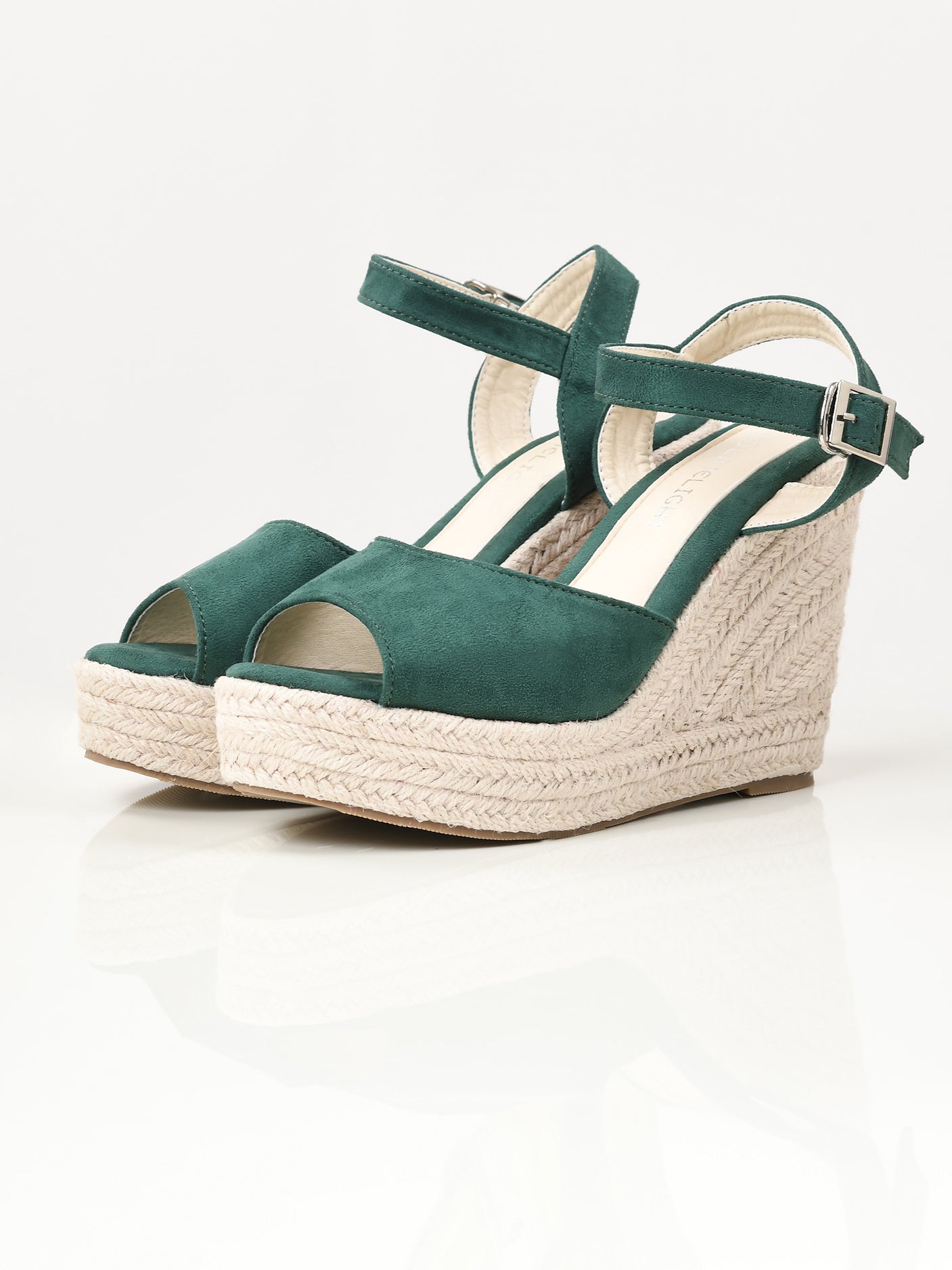 green suede wedges