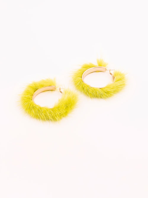 Embellished Fur Earrings