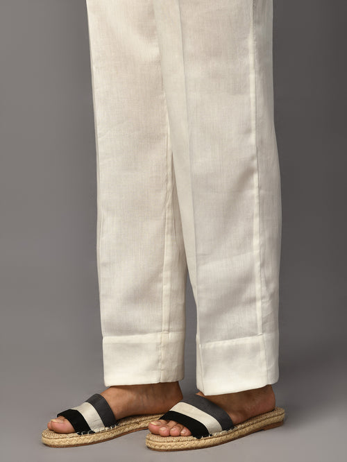 Satin Bootcut Pants - White