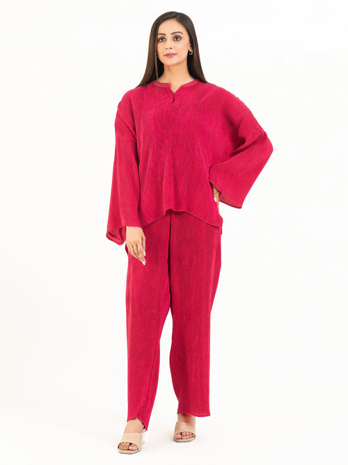 Pleated Silk Co-Ord Set (Pret)