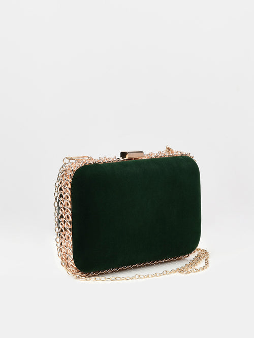 Chained Velvet Clutch