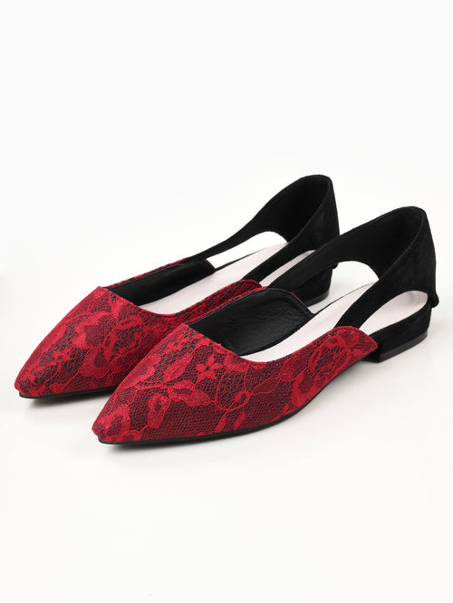 Shimmer Net Shoes - Maroon