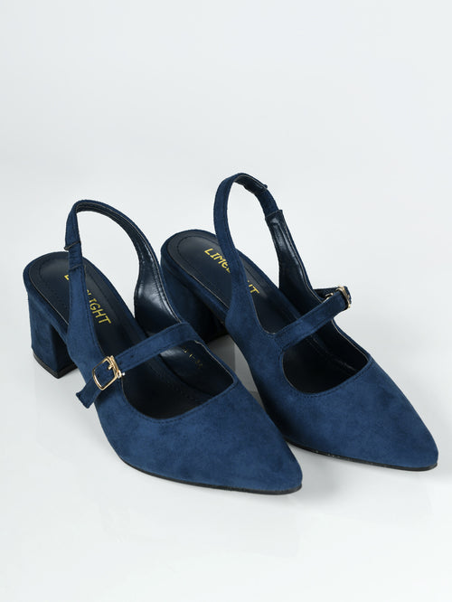 Pointed Suede Heels -Blue