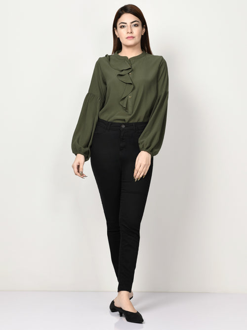 Ruffle Neck Shirt